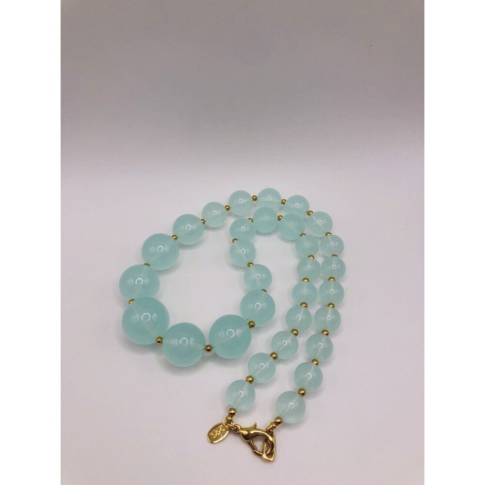 JOAN RIVERS Signed Aqua Lucite Beaded Necklace~ - Picture 7 of 8